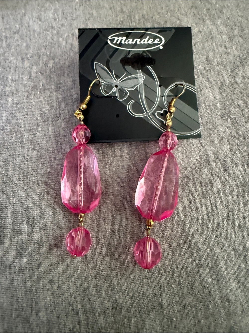 Mandee Pink Faceted Bead Drop Earrings